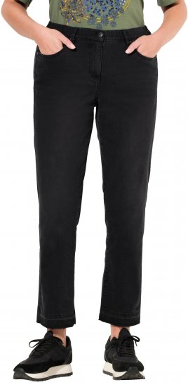 Ulla Popken Sarah Fringe Hem Jeans Black - Traperice & Hlače u Velikim Veličinama – Plus Size - 