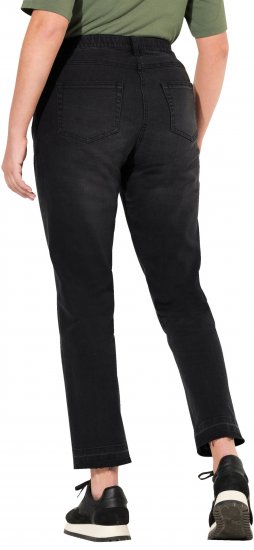 Ulla Popken Sarah Fringe Hem Jeans Black - Traperice & Hlače u Velikim Veličinama – Plus Size - 