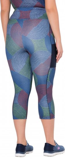 Ulla Popken Quick Dry Cropped Geometric Print Leggings Grey - Traperice & Hlače u Velikim Veličinama – Plus Size - 