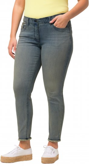 Ulla Popken Fringed Hem Sarah Jeans Blue - Traperice & Hlače u Velikim Veličinama – Plus Size - 