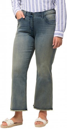 Ulla Popken Fringed Leg Mandy Jeans Blue - Traperice & Hlače u Velikim Veličinama – Plus Size - 