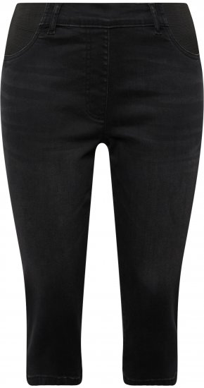 Ulla Popken Sienna Stretch Denim Capris Black - Traperice & Hlače u Velikim Veličinama – Plus Size - 