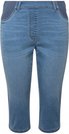 Ulla Popken Sienna Stretch Denim Capris Blue - Traperice & Hlače u Velikim Veličinama – Plus Size - 