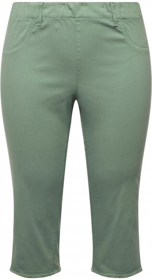 Ulla Popken Stretch Fit Raw Hem Moss Green - Traperice & Hlače u Velikim Veličinama – Plus Size - 