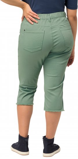 Ulla Popken Stretch Fit Raw Hem Moss Green - Traperice & Hlače u Velikim Veličinama – Plus Size - 