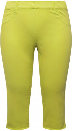 Ulla Popken Stretch Fit Raw Hem Capris Pistachio - Traperice & Hlače u Velikim Veličinama – Plus Size - 