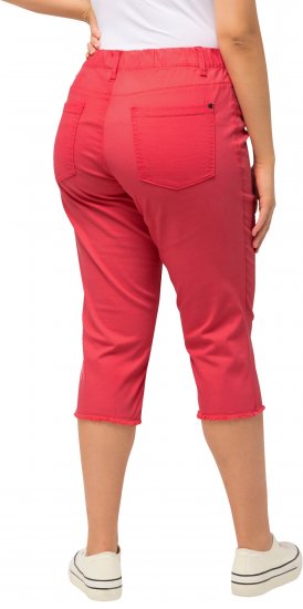 Ulla Popken Stretch Fit Raw Hem Capris Dark Coral - Traperice & Hlače u Velikim Veličinama – Plus Size - 