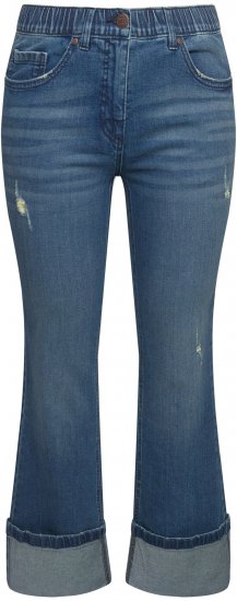 Ulla Popken Wide Cuff Stretch Fit Jeans Blue Denim - Traperice & Hlače u Velikim Veličinama – Plus Size - 