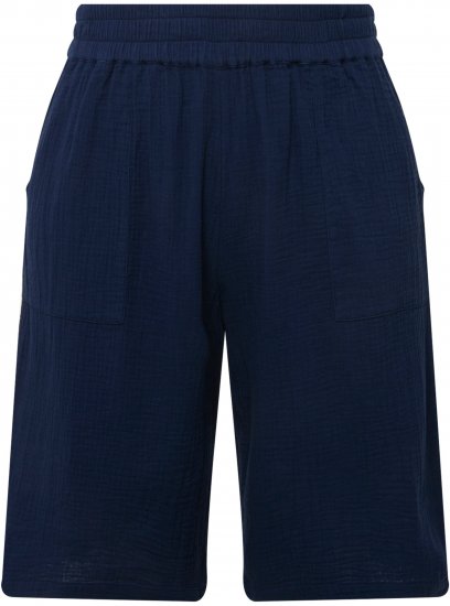 Ulla Popken Muslin Elastic Waist Wide Leg Shorts Blue - Traperice & Hlače u Velikim Veličinama – Plus Size - 