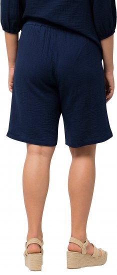Ulla Popken Muslin Elastic Waist Wide Leg Shorts Blue - Traperice & Hlače u Velikim Veličinama – Plus Size - 