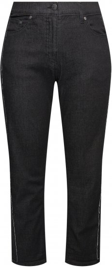 Ulla Popken Raw Denim Stripe Stretch Fit Jeans Black - Traperice & Hlače u Velikim Veličinama – Plus Size - 