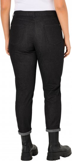 Ulla Popken Raw Denim Stripe Stretch Fit Jeans Black - Traperice & Hlače u Velikim Veličinama – Plus Size - 