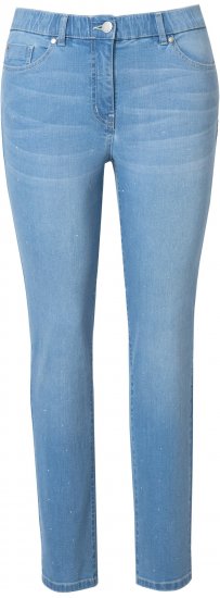 Ulla Popken Rhinestone Detail Stretch Fit Jeans Light Blue Denim - Traperice & Hlače u Velikim Veličinama – Plus Size - 