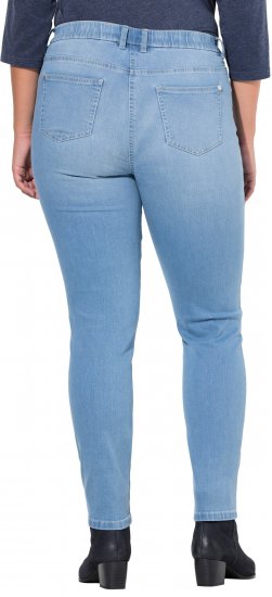 Ulla Popken Rhinestone Detail Stretch Fit Jeans Light Blue Denim - Traperice & Hlače u Velikim Veličinama – Plus Size - 