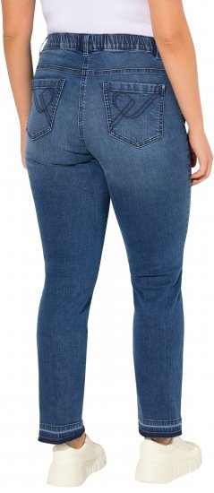 Ulla Popken Fringed Hem Stretch Fit Jeans Denim Blue - Traperice & Hlače u Velikim Veličinama – Plus Size - 