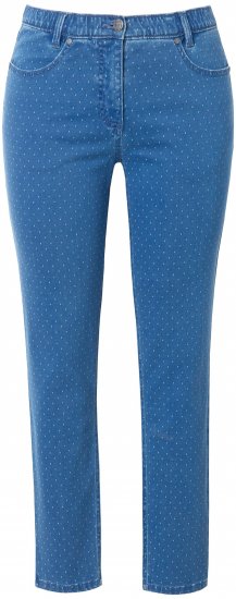 Ulla Popken Polka Dot Stretch Fit Jeans Blue Denim - Traperice & Hlače u Velikim Veličinama – Plus Size - 