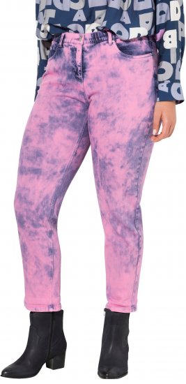 Ulla Popken Color Wash Stretch Fit Boyfriend Jeans Bold Pink - Traperice & Hlače u Velikim Veličinama – Plus Size - 