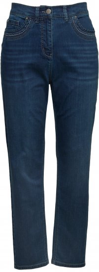 Ulla Popken Rivet Detail Mom Jeans Blue - Traperice & Hlače u Velikim Veličinama – Plus Size - 