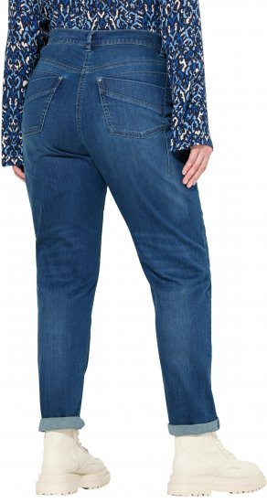 Ulla Popken Rivet Detail Mom Jeans Blue - Traperice & Hlače u Velikim Veličinama – Plus Size - 