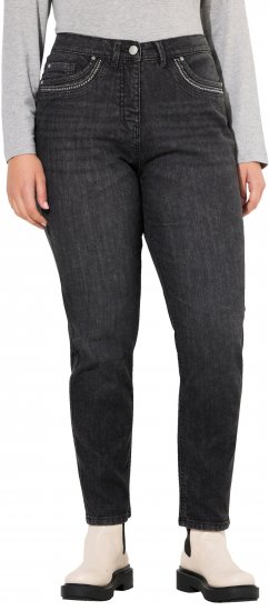 Ulla Popken Rivet Detail Mom Jeans Denim Blue - Traperice & Hlače u Velikim Veličinama – Plus Size - 