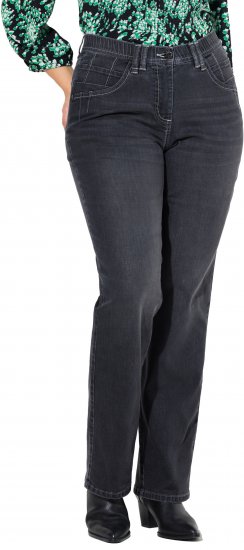 Ulla Popken Wide Leg Mandy Jeans Black - Traperice & Hlače u Velikim Veličinama – Plus Size - 