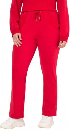Ulla Popken Elastic Waist Sweatpants Red - Traperice & Hlače u Velikim Veličinama – Plus Size - 