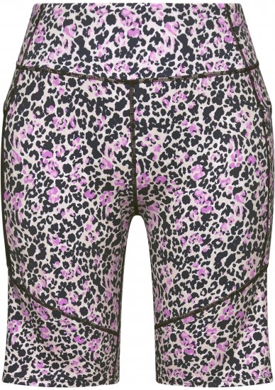 Ulla Popken Leopard Print Quick Drying Shorts Black - Traperice & Hlače u Velikim Veličinama – Plus Size - 