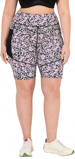 Ulla Popken Leopard Print Quick Drying Shorts Black - Traperice & Hlače u Velikim Veličinama – Plus Size - 