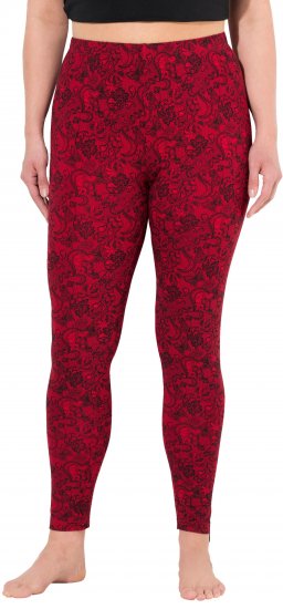 Ulla Popken Lace Print Leggings Red - Traperice & Hlače u Velikim Veličinama – Plus Size - 