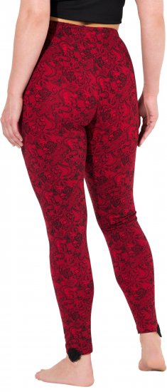 Ulla Popken Lace Print Leggings Red - Traperice & Hlače u Velikim Veličinama – Plus Size - 