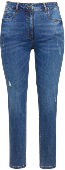 Ulla Popken Lightly Distressed Slim Leg Jeans Blue - Traperice & Hlače u Velikim Veličinama – Plus Size - 