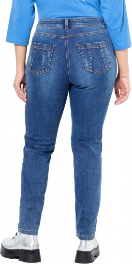 Ulla Popken Lightly Distressed Slim Leg Jeans Blue - Traperice & Hlače u Velikim Veličinama – Plus Size - 