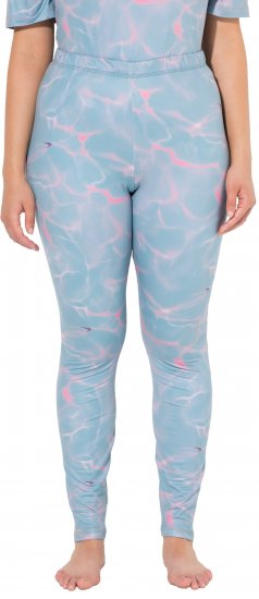 Ulla Popken Wave Print Ski Leggings Blue - Traperice & Hlače u Velikim Veličinama – Plus Size - 