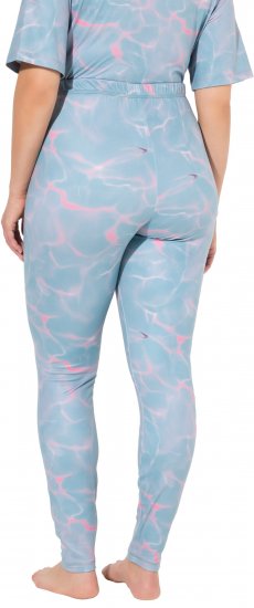 Ulla Popken Wave Print Ski Leggings Blue - Traperice & Hlače u Velikim Veličinama – Plus Size - 