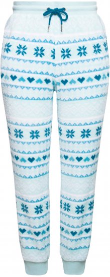 Ulla Popken Alpine Striped Plush Loungewear Pants Blue - Traperice & Hlače u Velikim Veličinama – Plus Size - 