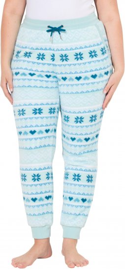 Ulla Popken Alpine Striped Plush Loungewear Pants Blue - Traperice & Hlače u Velikim Veličinama – Plus Size - 