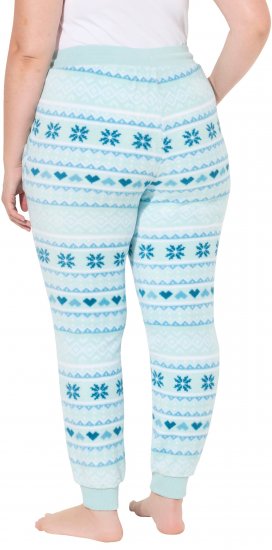 Ulla Popken Alpine Striped Plush Loungewear Pants Blue - Traperice & Hlače u Velikim Veličinama – Plus Size - 