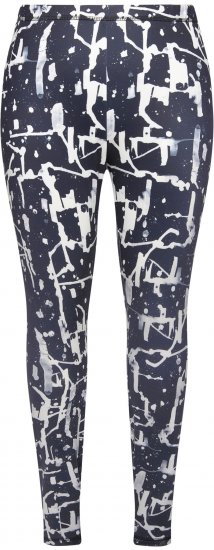 Ulla Popken Quick Drying Abstract Print Leggings Black - Traperice & Hlače u Velikim Veličinama – Plus Size - 