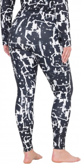 Ulla Popken Quick Drying Abstract Print Leggings Black - Traperice & Hlače u Velikim Veličinama – Plus Size - 