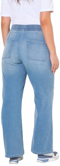 Ulla Popken Patch Pocket Elastic Waist Jeans Blue - Traperice & Hlače u Velikim Veličinama – Plus Size - 