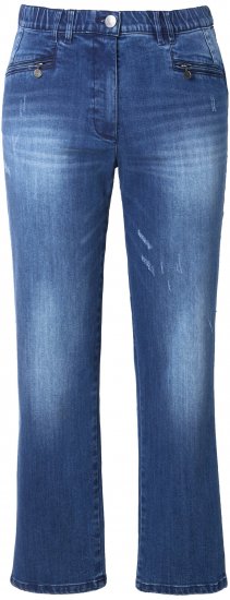 Ulla Popken Tapered Leg Lightly Distressed Jeans Denim Blue - Traperice & Hlače u Velikim Veličinama – Plus Size - 