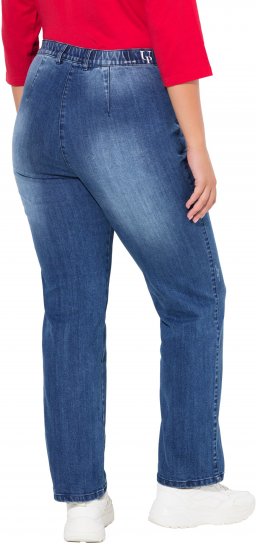 Ulla Popken Tapered Leg Lightly Distressed Jeans Denim Blue - Traperice & Hlače u Velikim Veličinama – Plus Size - 