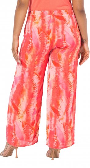 Ulla Popken Feather Batik Print Layered Chiffon Pants - Traperice & Hlače u Velikim Veličinama – Plus Size - 