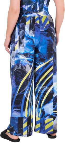 Ulla Popken Blue Stroke Wide Leg Palazzo Pants - Traperice & Hlače u Velikim Veličinama – Plus Size - 