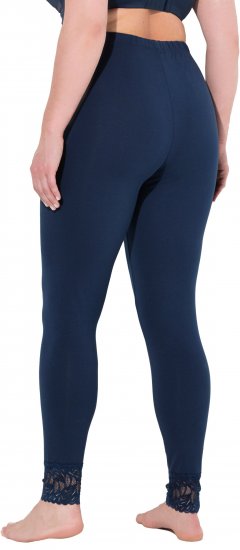Ulla Popken Lace Trim Leggings Navy - Traperice & Hlače u Velikim Veličinama – Plus Size - 