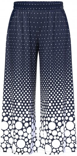 Ulla Popken Dot Gradient Wide Leg Elastic Waist Palazzo Pants Grey - Traperice & Hlače u Velikim Veličinama – Plus Size - 