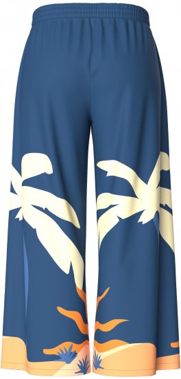 Ulla Popken Abstract Landscape Elastic Waist Palazzo Pants Blue - Traperice & Hlače u Velikim Veličinama – Plus Size - 
