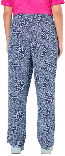 Ulla Popken Patch Print Elastic Waist Pants Navy - Traperice & Hlače u Velikim Veličinama – Plus Size - 