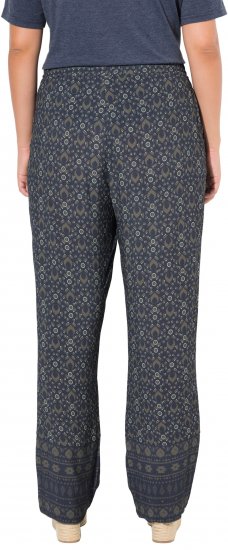 Ulla Popken Geometric Print Elastic Waist Pants Navy - Traperice & Hlače u Velikim Veličinama – Plus Size - 