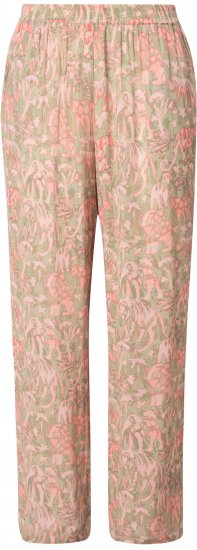 Ulla Popken Safari Print Elastic Waist Pants Green - Traperice & Hlače u Velikim Veličinama – Plus Size - 